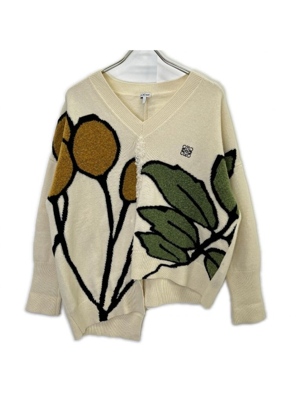 Loewe Ivory Herbarium Agram Neck Deformed Knit XS Sweater